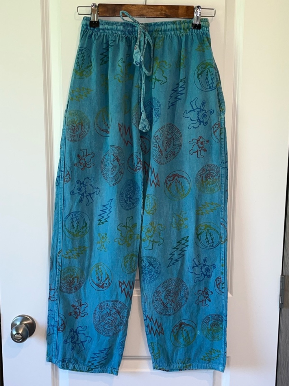 Vintage Grateful Dead Hippie 100% Cotton Pants Women’s S/M Rare Bear Printed